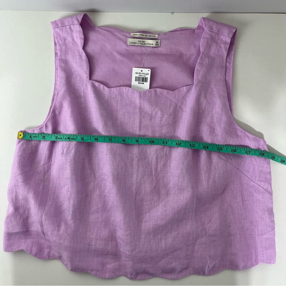 NWT Abercrombie and Fitch Premium Linen scallop-hem shirt top blouse - Picture 11 of 12